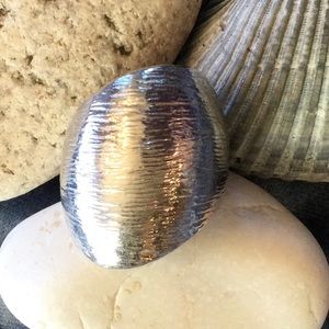 Statement Textured Silver Toned Ring